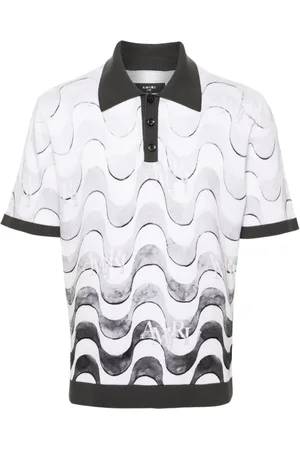 AMIRI Staggered wave-print polo shirt