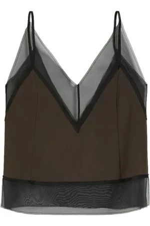 Ami V-neck semi-sheer top