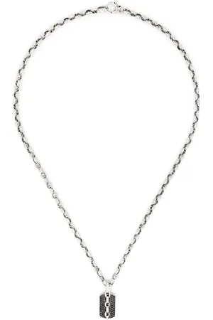 STEPHEN WEBSTER Sterling medium Thorn Razer Tag sapphire necklace