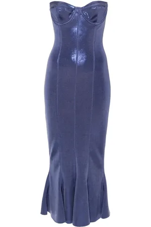 Norma Kamali Corset-style lamé midi dress