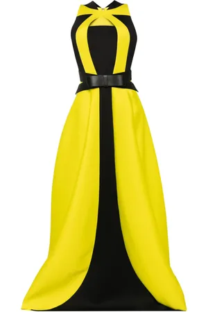 Saiid Kobeisy Belted panelled neoprene gown