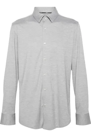 HUGO BOSS Mélange-effect long-sleeve shirt