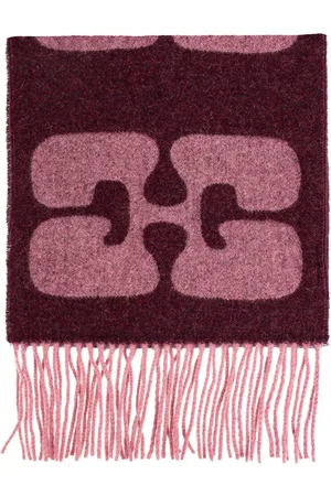 Ganni Fringe-detailing wool scarf