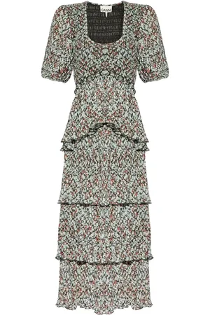 Ganni Printed ruffled midi dress