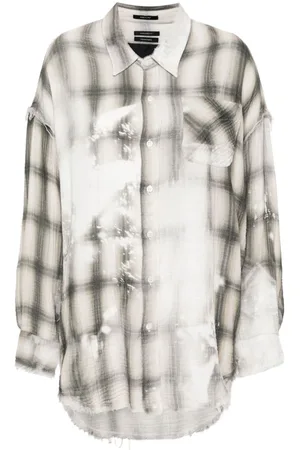 R13 Checked frayed shirt