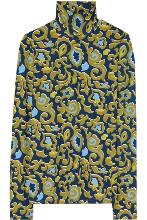 ST. JOHN Paisley-print high-neck jersey top
