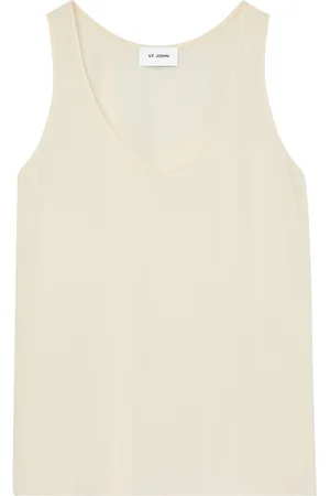 ST. JOHN Scoop-neck silk tank top