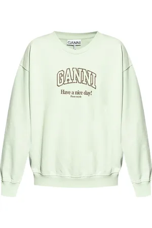 Ganni Logo-print organic-cotton sweatshirt