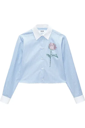 Msgm Crystal-embellished striped shirt