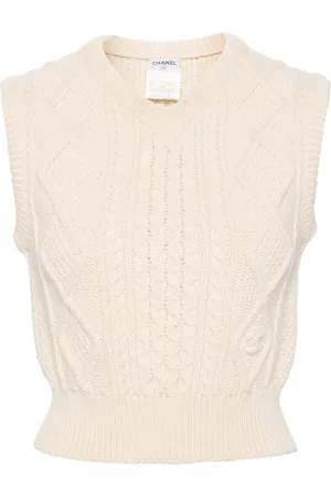 CHANEL 1996 cable-knit wool vest