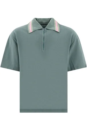 KAPITAL Striped collar half-zip polo shirt