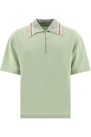 KAPITAL Striped collar half-zip polo shirt