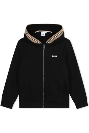 HUGO BOSS Stripe-detail zip-up hoodie