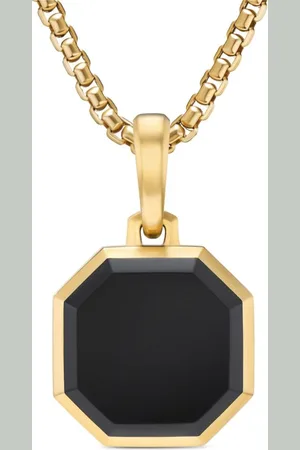 David Yurman 18kt yellow gold Faceted onyx amulet (16mm)