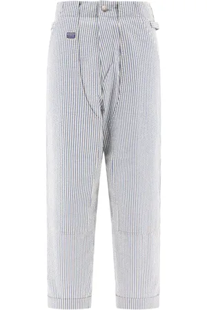 KAPITAL Soccer Stripe Lumber seersucker trousers