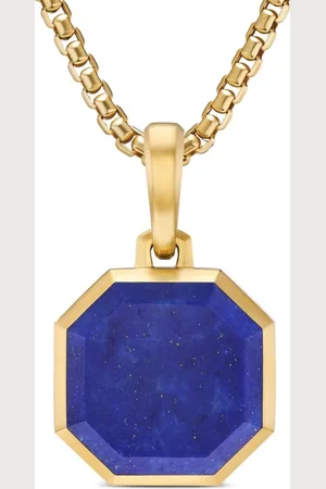 David Yurman 18kt yellow gold Faceted lapis lazuli amulet (16mm)