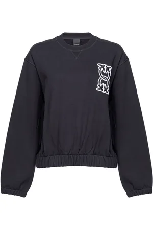 Pinko Love Birds-appliqué cotton sweatshirt