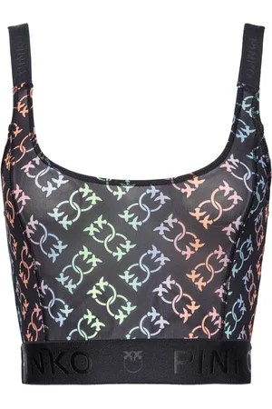 Pinko Love Birds-pattern cropped top