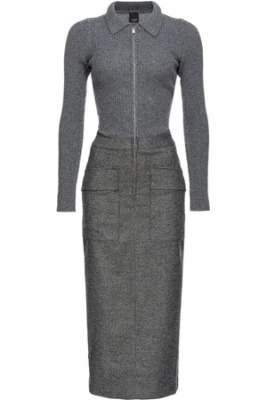 Pinko Ribbed-knit zip-fastening dress