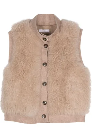 LISKA Fur-design ribbed-trim gilet