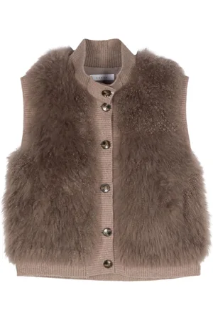 LISKA Fur-design ribbed-trim gilet