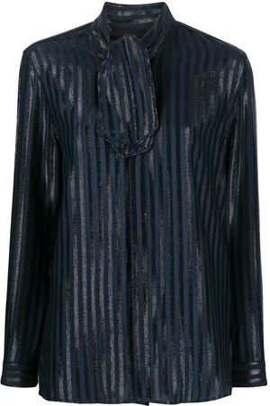 Saint Laurent Tie-neck metallic threading shirt