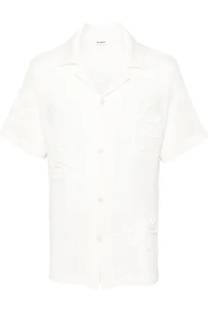 Sandro Floral-appliqué crochet shirt