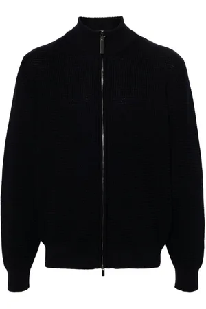 CANALI Waffle-knit wool cardigan