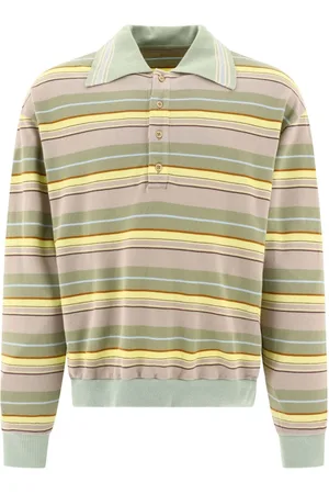 KAPITAL Striped long sleeve polo shirt