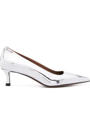 Maje 50mm mirrored leather pumps