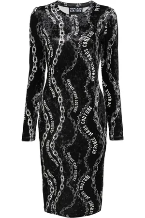 VERSACE Chain Couture-print midi dress
