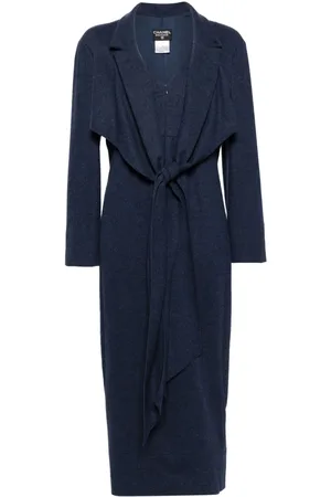 CHANEL 1998 draped wool midi dress
