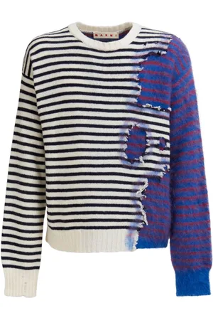 Marni Distressed-effect colour-block jumper