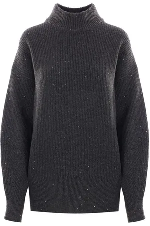 Brunello Cucinelli Sequin-embellished high-neck jumper