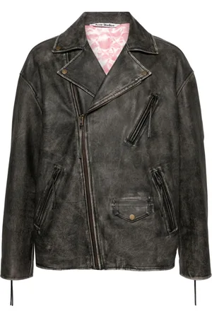 Acne Studios Logo-embossed biker leather jacket