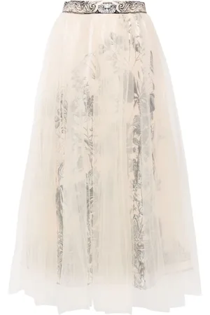 Camilla Floral-print tulle skirt