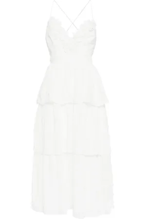 Self-Portrait Floral appliqué layered midi dress