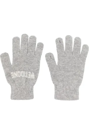 We11 Done Intarsia knit-logo cashmere gloves