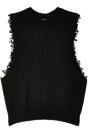 AIREI Frayed-detail sleeveless jumper
