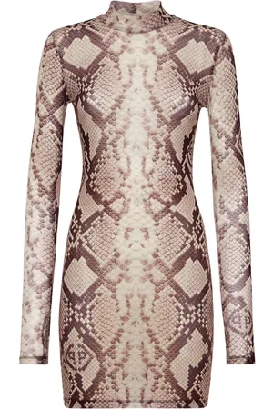 Philipp Plein Snakeskin-print long-sleeve minidress