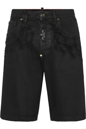 Philipp Plein Ripped-detail denim shorts