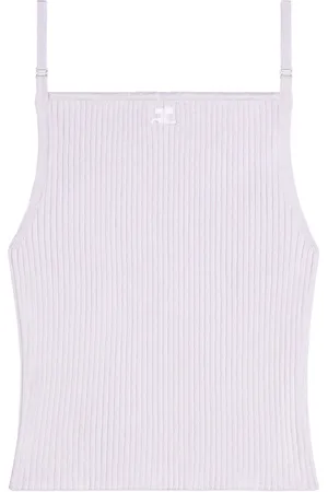 Courrèges Logo-embroidered ribbed tank top