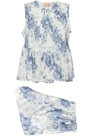 Desmond & Dempsey Flower of Time pleated pyjamas