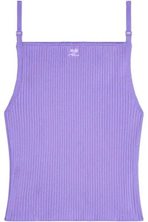Courrèges Logo-embroidered ribbed tank top