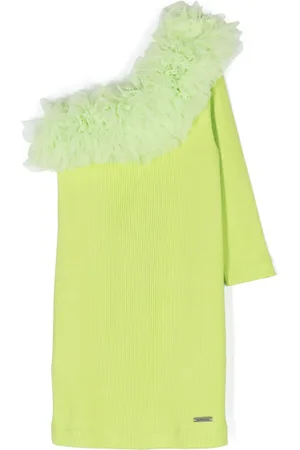 MONNALISA One-shoulder ribbed-knit top