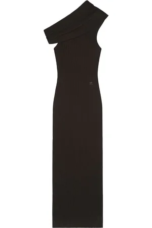 Courrèges Asymetric ribbed-knit long dress