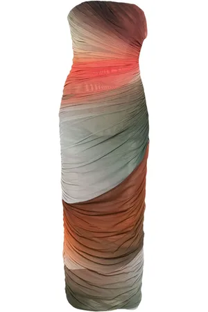 The Attico Ruched-detail gradient midi dress