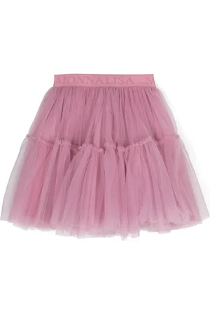 MONNALISA Logo-jacquard tulle tutu