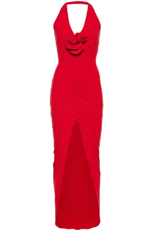 NISSA Floral-appliqué maxi dress