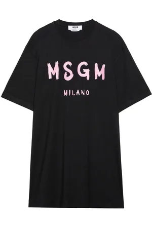Msgm Brushstroke-logo cotton dress